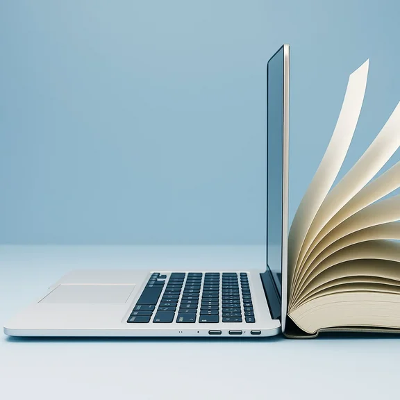 vhw-Verlagsflyer Laptop und Buch in einem.