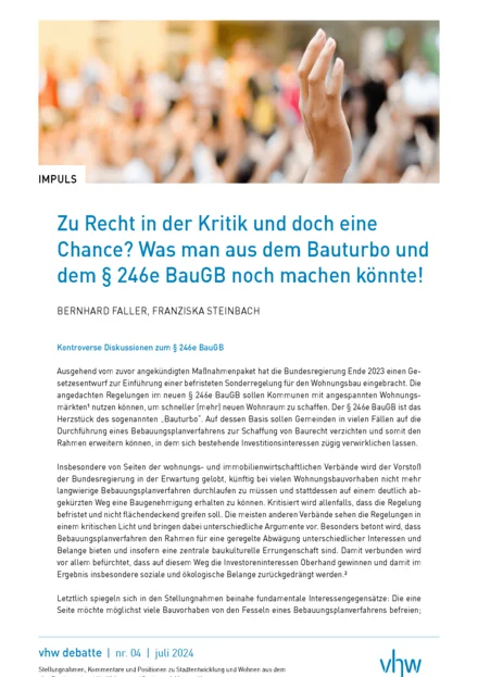 Cover vhw-Debatte Nummer 4