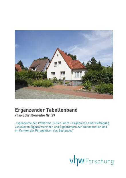 Cover vhw Schriftenreihe Nummer 29 Tabellenband